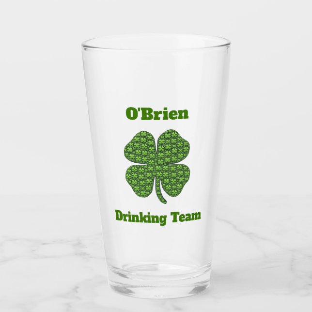 Irish Drink Team Clover Kleeblatt Beer Pint Glas (Vorderseite)