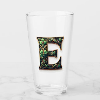 Irish E Monogram pint glass Glas