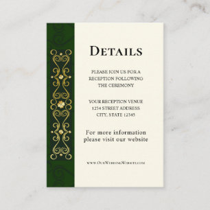 Irish Elegant Gold Artwork Abstrakt Green Wedding Begleitkarte