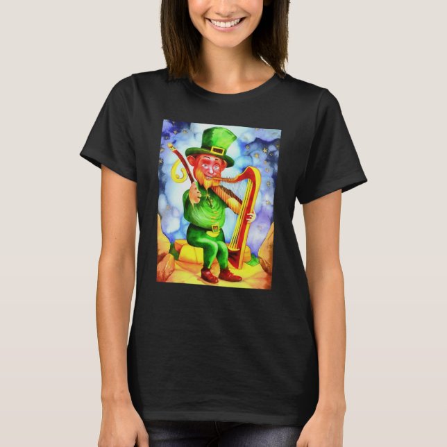 Irish Elf With Fiddle and Harp T-Shirt (Vorderseite)