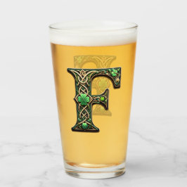 Irish F Monogram Pint Glass Glas