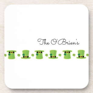 Irish Family NAME Kleeblatt Green Hat Irland Getränkeuntersetzer