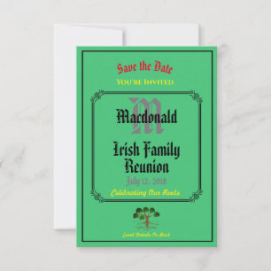 Irish Family Wiedersehen Jedes Namensdatum Grün lä Save The Date