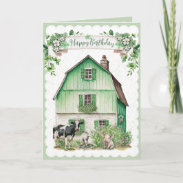 Irish Farmhouse | Grüne Scheune | Geburtskarte Karte