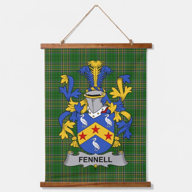 Irish Fennell or O_Fennell Coat of Arms Family Cre Wandteppich Mit Holzrahmen (Vorderseite)