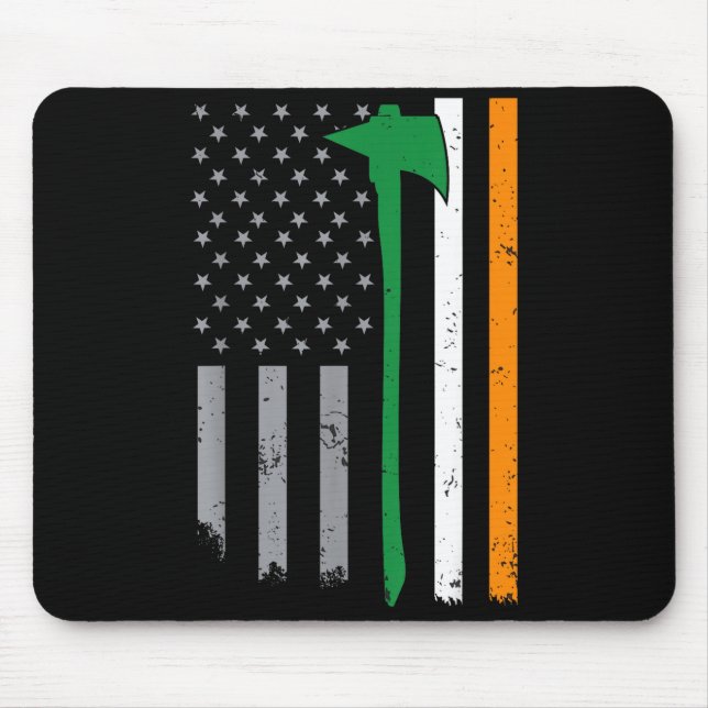 Irish Firefighter American Flag Cool St Patricks D Mousepad (Vorne)