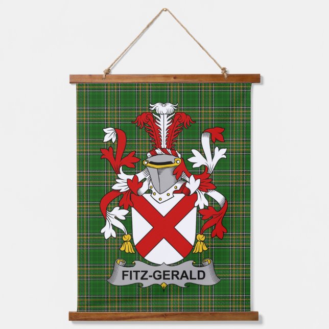Irish Fitz-Gerald Coat of Arms Familienwappen Wandteppich Mit Holzrahmen (Vorderseite)