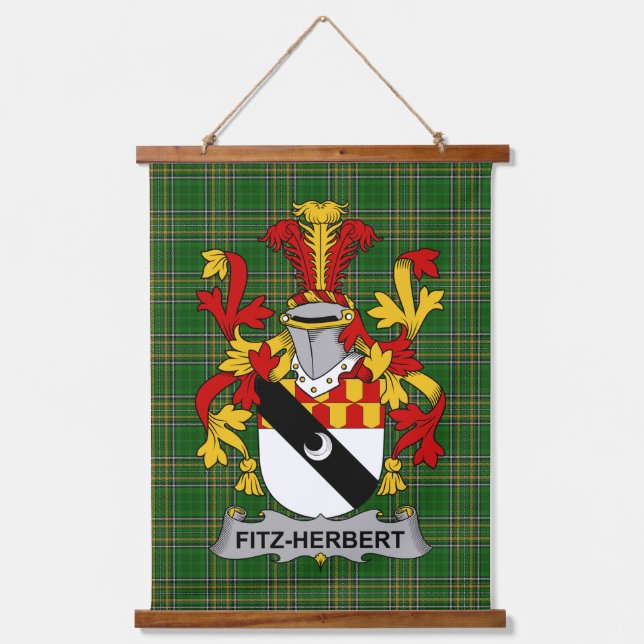 Irish Fitz-Herbert Coat of Arms Familienwappen Wandteppich Mit Holzrahmen (Vorderseite)