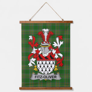 Irish Fitz-Oliver Coat of Arms Familienwappen Wandteppich Mit Holzrahmen