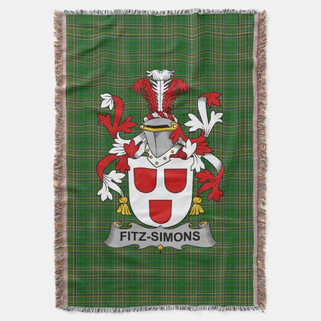 Irish Fitz-Simons Coat of Arms Familienwappen Irla Decke (Vorderseite Vertikal)