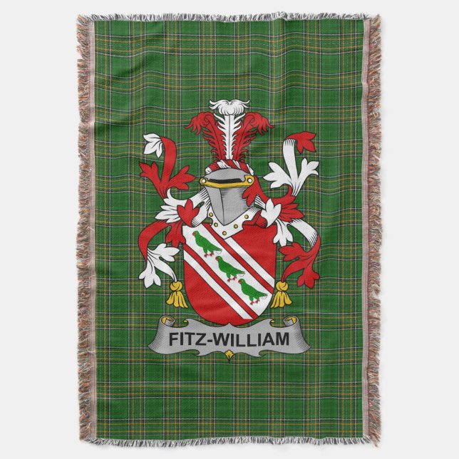 Irish Fitz-William Coat of Arms Familienwappen Ire Decke (Vorderseite Vertikal)