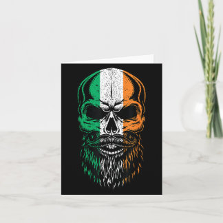 Irish Flag Bearded Skull Head Saint Patrick's Day  Karte