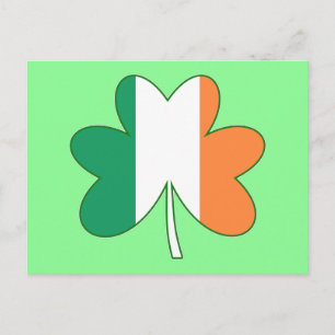 Irish Flag Color Kleeblatt Postkarte