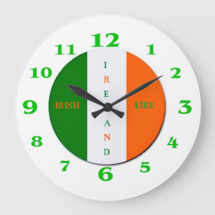 Irish Flag for Round-Large-Wall-Clock Große Wanduhr
