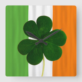 Irish Flag Ireland Kleeblatt Closing Ireland Quadratische Wanduhr