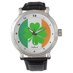 Irish Flag & Ireland Trendmode / Kleeblatt Armbanduhr