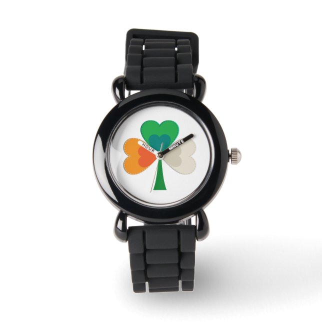 Irish Flag Kleeblatt Armbanduhr (Vorderseite)