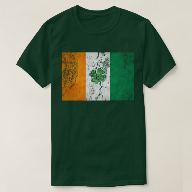 Irish Flag Kleeblatt (Distressed) T-Shirt (Design vorne)