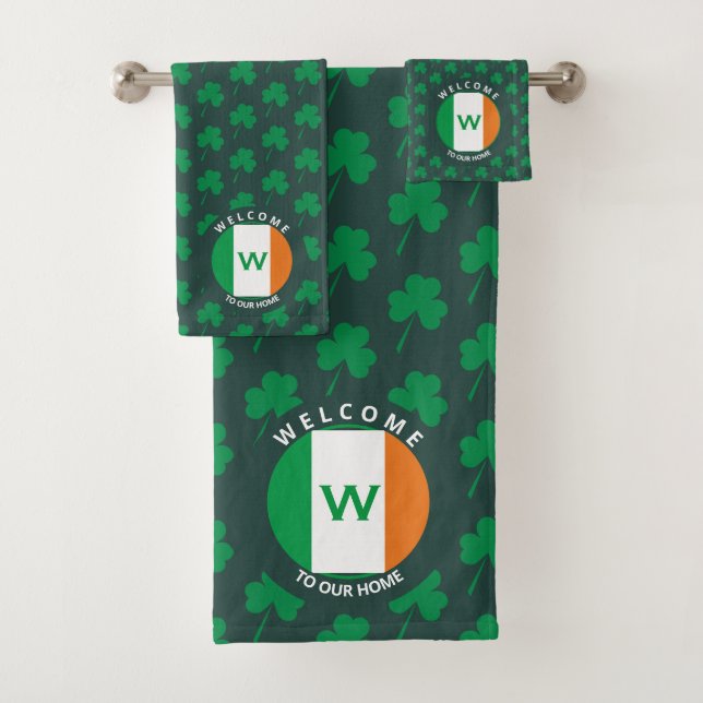 Irish Flag Kleeblatt für die Bezeichnung Monogram Badhandtuch Set (Insitu)