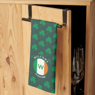Irish Flag Kleeblatt für die Bezeichnung Monogram Geschirrtuch