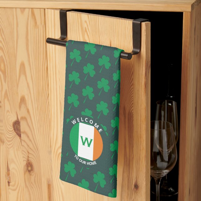 Irish Flag Kleeblatt für die Bezeichnung Monogram Geschirrtuch (Drittel gefaltet)