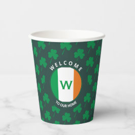 Irish Flag Kleeblatt für die Bezeichnung Monogram Pappbecher