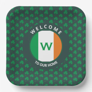 Irish Flag Kleeblatt für die Bezeichnung Monogram Pappteller