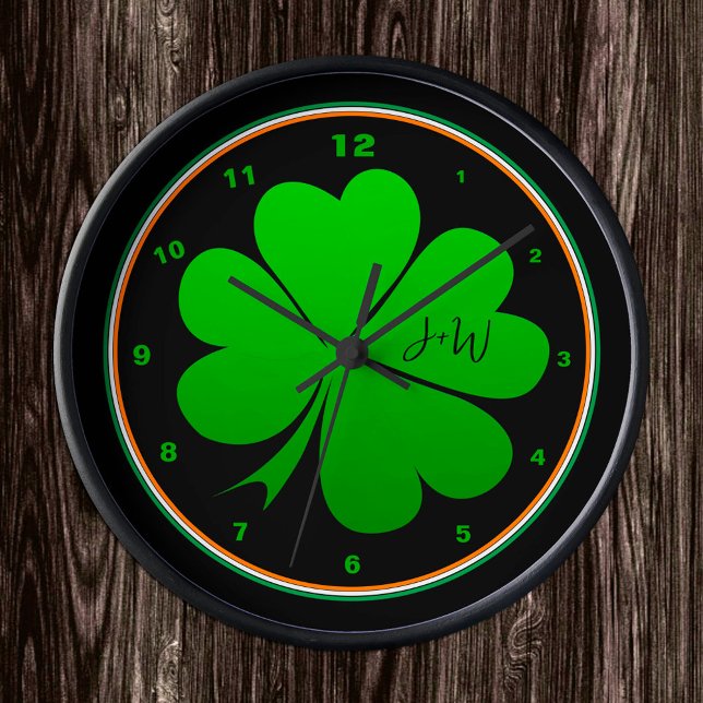Irish Flag, Kleeblatt, Ireland Zuhause, St Patrick Runde Wanduhr (Von Creator hochgeladen)