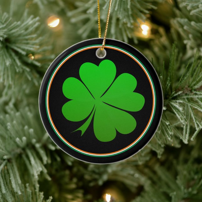 Irish Flag, Kleeblatt, Irland Weihnachtslecken Keramik Ornament (Baum)