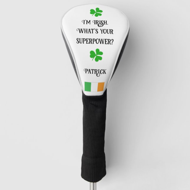 Irish Flag & Kleeblatt personalisiert Golf Head Co Golf Headcover (Vorderseite)