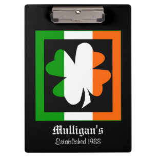 Irish Flag Kleeblatt Personalisiert Klemmbrett