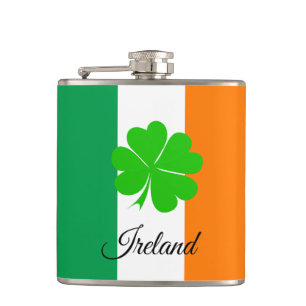 Irish Flag & Kleeblatt, Reisen Irland / Sportfans Flachmann