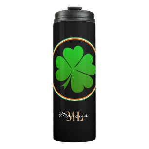 Irish Flag, Lucky Clover monogram, Irland Thermosbecher