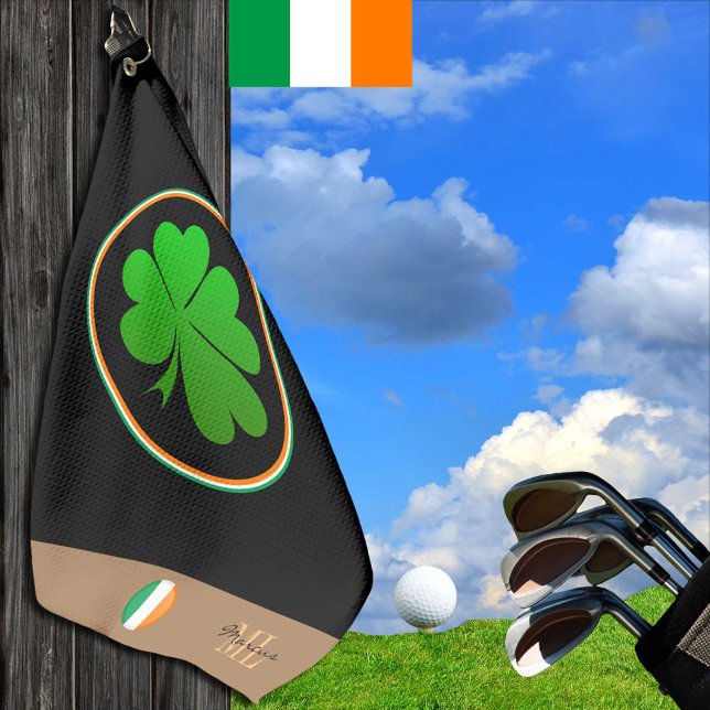Irish Flag, Lucky Clover Monogramm, Golfing Irland Golfhandtuch (Von Creator hochgeladen)