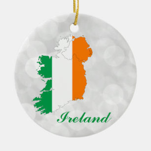 Irish Flag Map Keramik Ornament