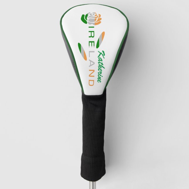Irish Flag Rose Personalisiert Golf Headcover (Vorderseite)
