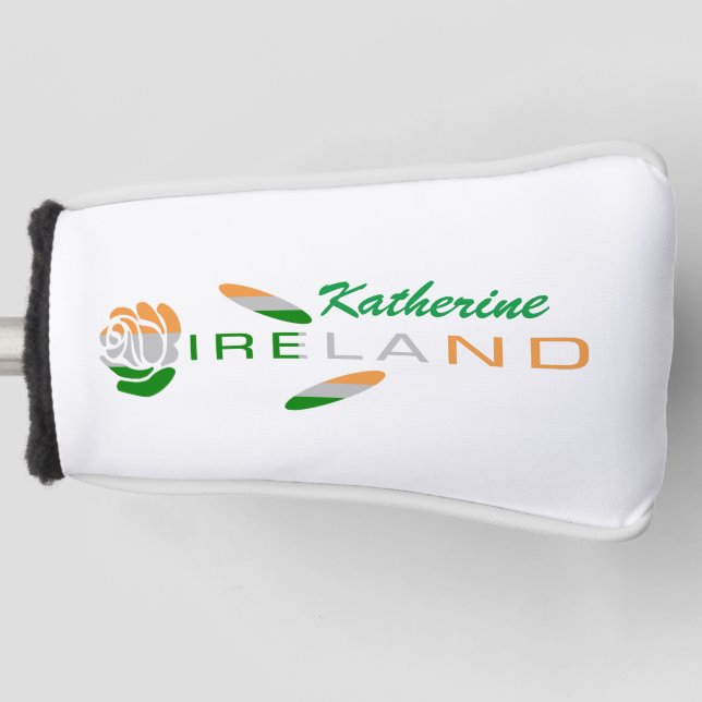 Irish Flag Rose Personalisiert Golf Headcover (Vorderseite)