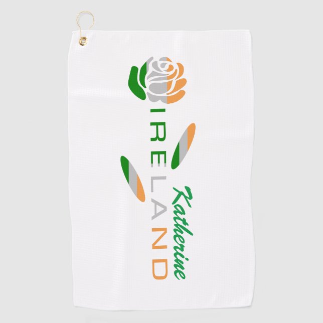 Irish Flag Rose Personalisiert Golfhandtuch (Vorderseite)