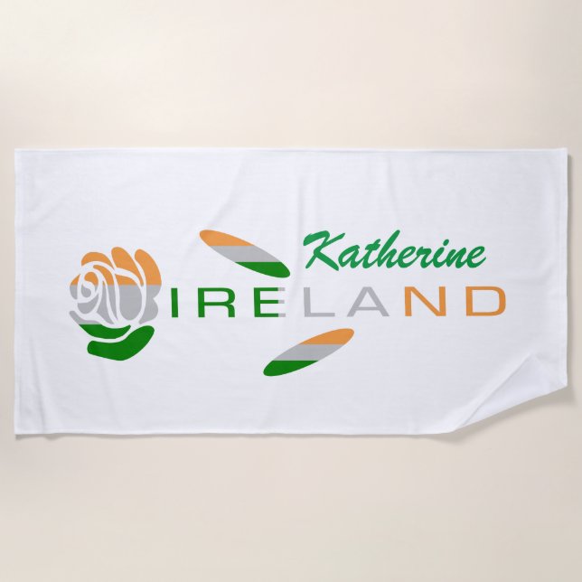 Irish Flag Rose Personalisiert Strandtuch (Vorderseite)