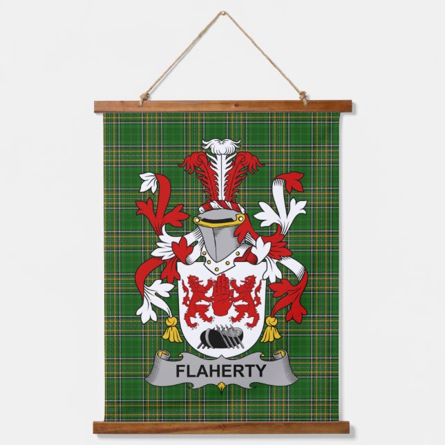 Irish Flaherty oder O_Flaherty Coat of Arms Family Wandteppich Mit Holzrahmen (Vorderseite)