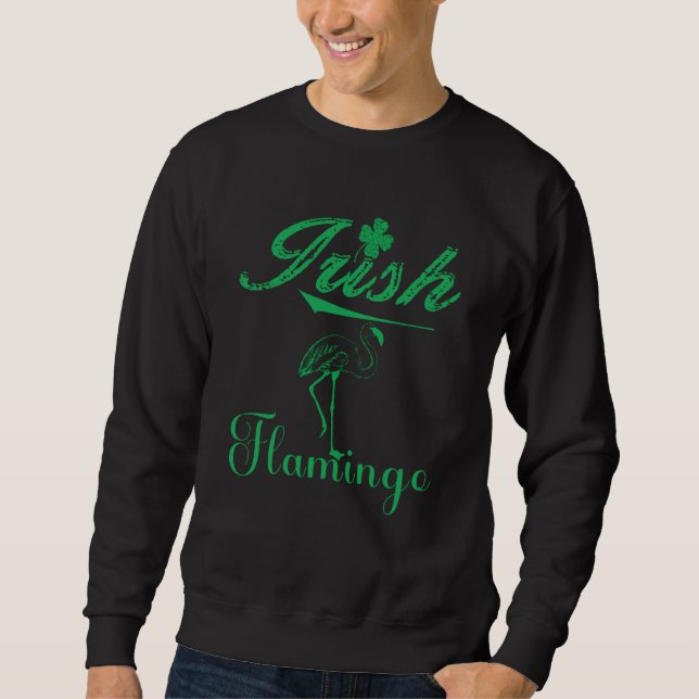 Irish Flamingo Cute Bird St Pattys Day Shamrock Sweatshirt (Vorderseite)