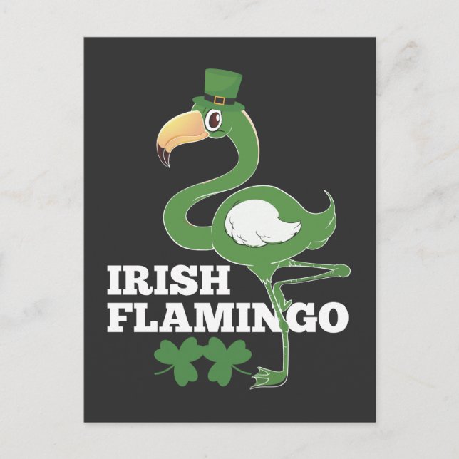 Irish Flamingo Ireland Party st patricks day Postkarte (Vorderseite)