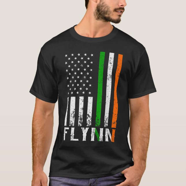 Irish FLYNN Family American Flag Ireland Flag T-Shirt (Vorderseite)