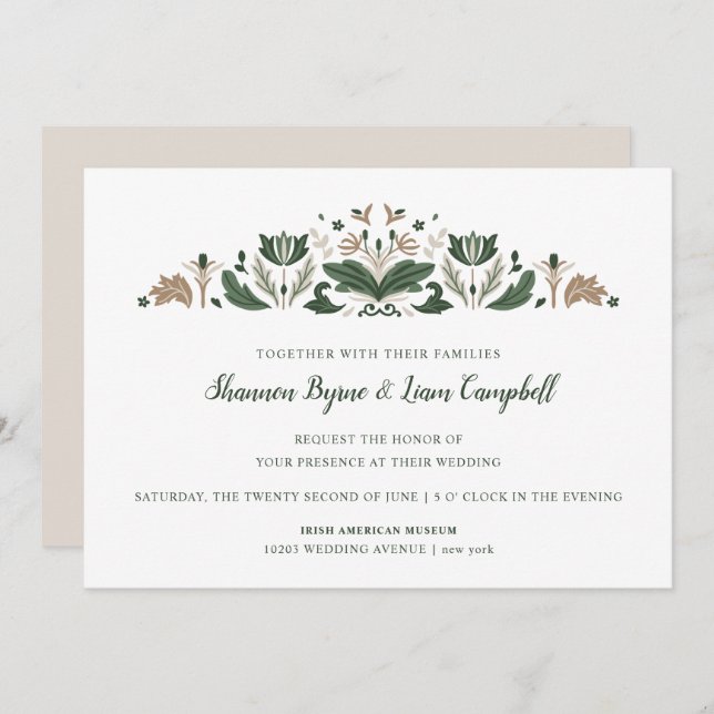 Irish Folk Art | Moderne Celtic Wedding Einladung (Vorne/Hinten)