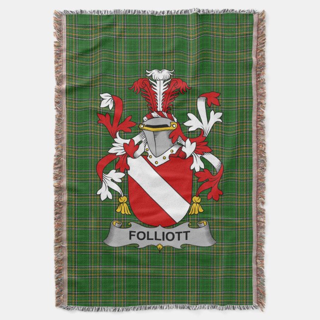 Irish Folliott Coat of Arms Familienwappen Irland Decke (Vorderseite Vertikal)