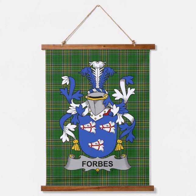 Irish Forbes Coat of Arms Familienwappen Wandteppich Mit Holzrahmen (Vorderseite)