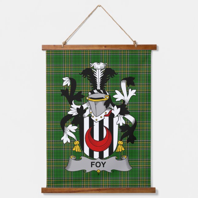 Irish Foy oder O_Fie Coat of Arms Familienwappen Wandteppich Mit Holzrahmen (Vorderseite)