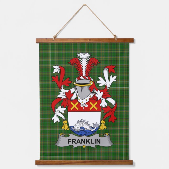 Irish Franklin Coat of Arms Familienwappen Wandteppich Mit Holzrahmen (Vorderseite)