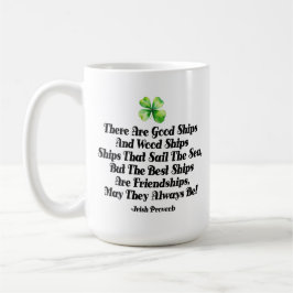 Irish Friendship Ships Proverb Four Leaf Clover Kaffeetasse