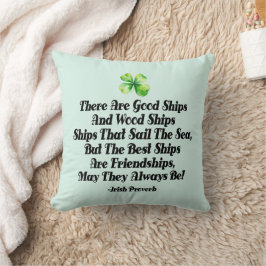Irish Friendship Ships Proverb Four Leaf Clover  Kissen